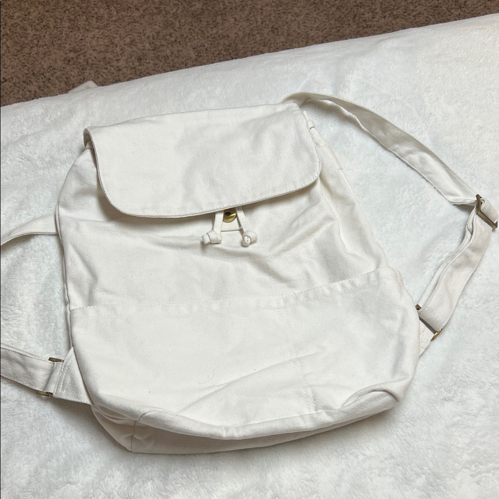 Chic White Canvas Backpack